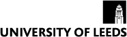 University of Leeds logo, 'UNIVERSITY OF LEEDS' is shown in black text below a small black square which has the white outline of the Parkinson tower within it.